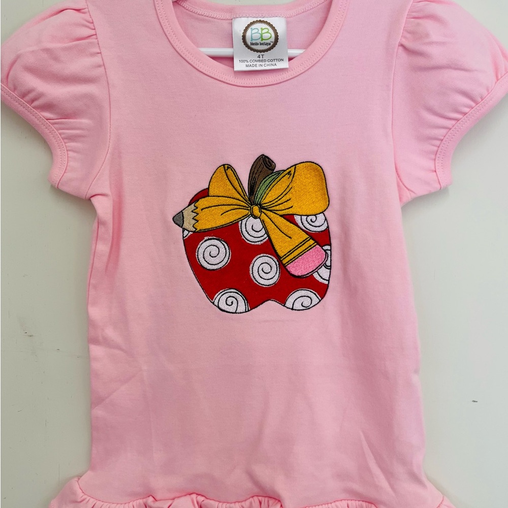 Pink Kids Shirt with Apple Design